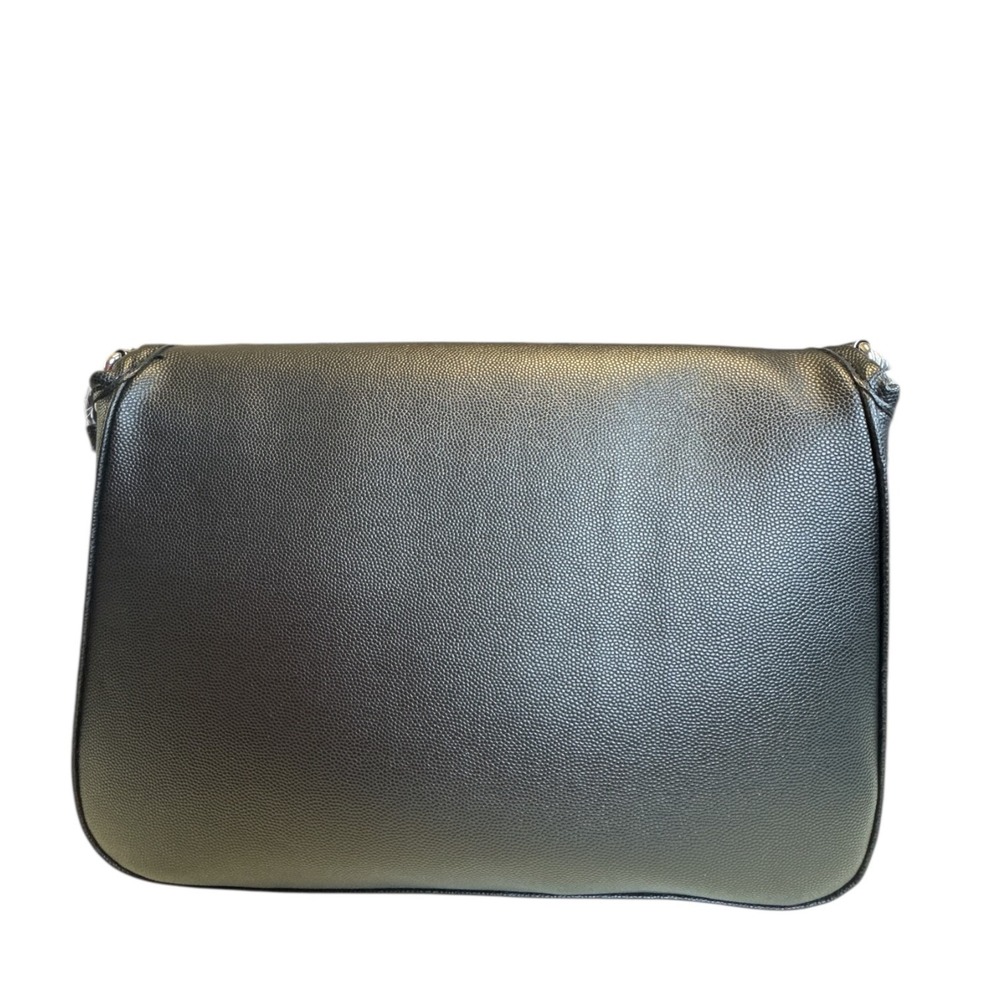 CXL Christian Lacroix Karen Flap Shoulder Bag Black Caviar Pebbled Logo NWT - Picture 2 of 6